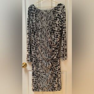L Lauren by Ralph Lauren Black and Gray Patterned Dress